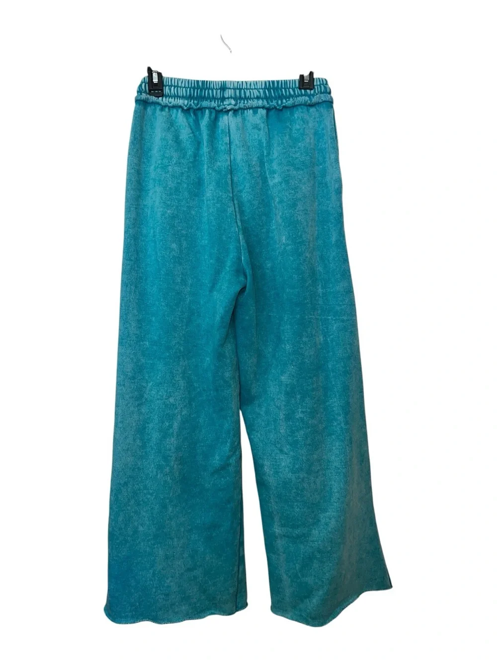 Zenana Acid Wash Hoodie Palazzo Pants Matching Set Teal Medium EUC